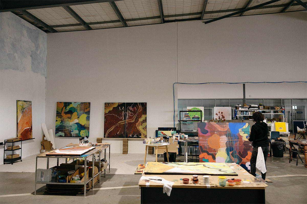 Inside the building with art